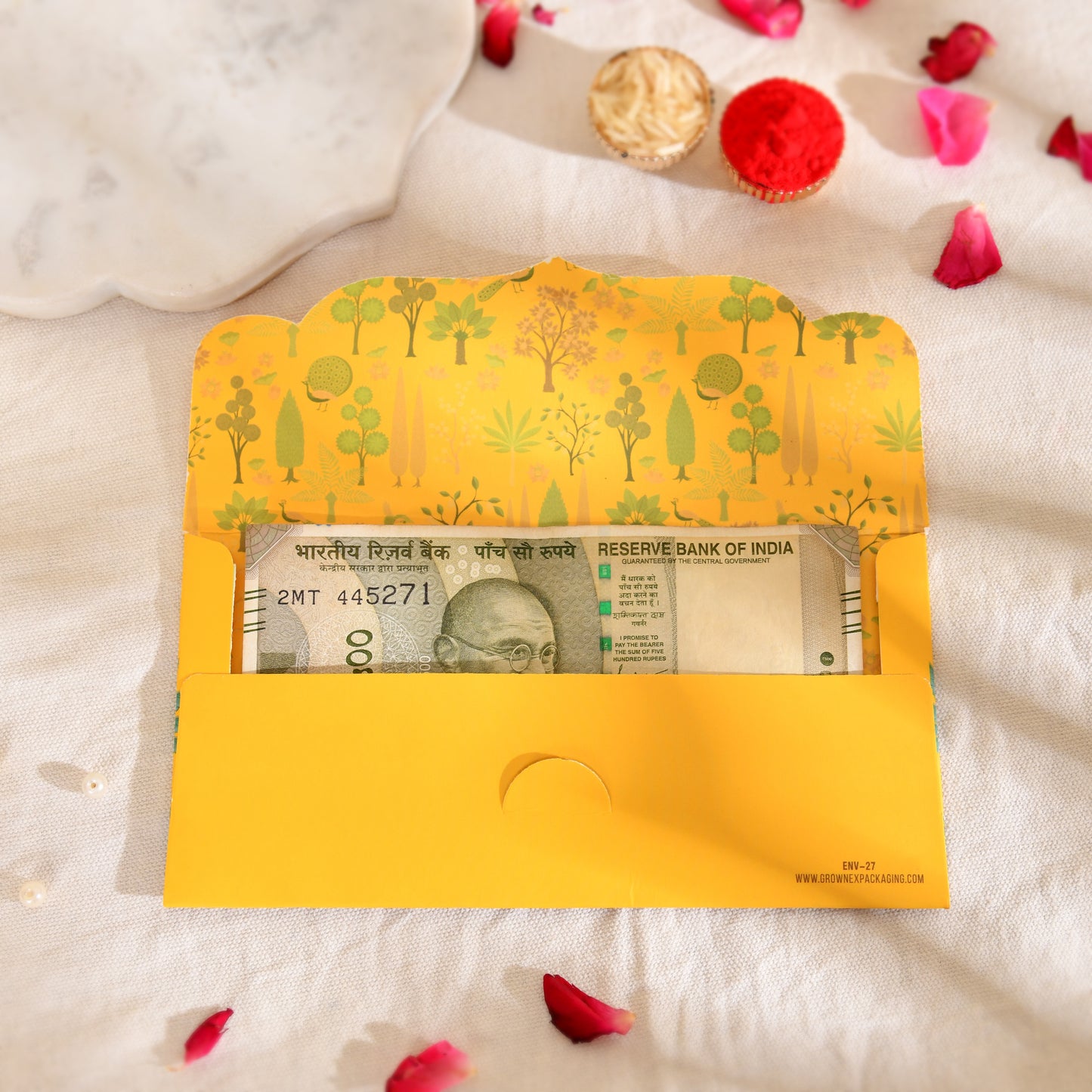 Yellow Garden Print Matte Envelope
