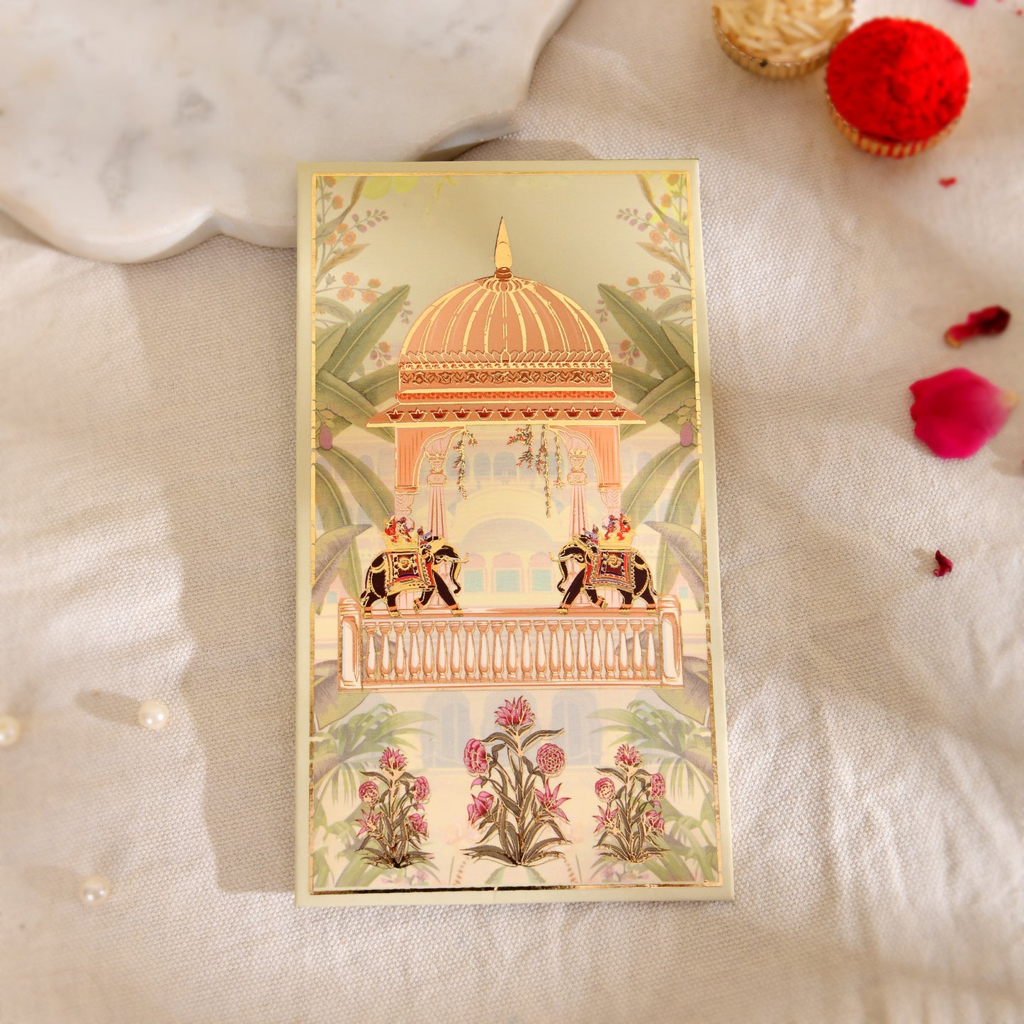 Light Green Mughal Dome Elephant Envelope