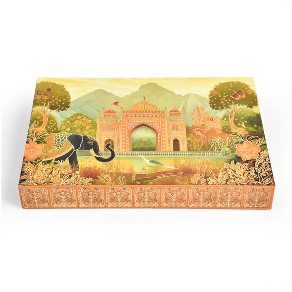 Yellow Elephant Foil Magnetic File Box | 1kg Premium Mithai Gift Packaging Box