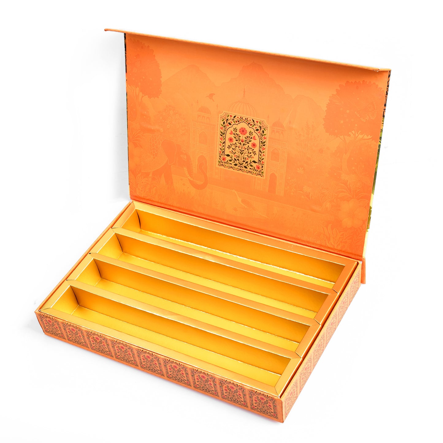 Yellow Elephant Foil Magnetic File Box | 1kg Premium Mithai Gift Packaging Box