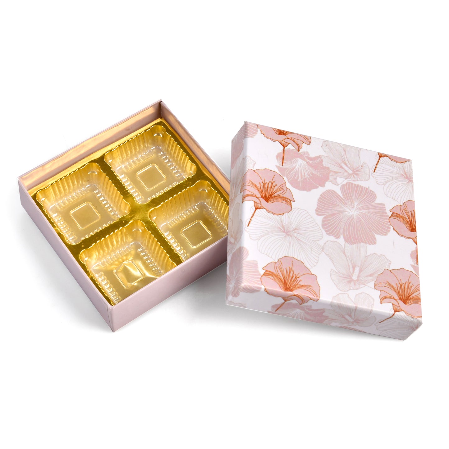 Floral Print 4 Cavity Chocolate Box