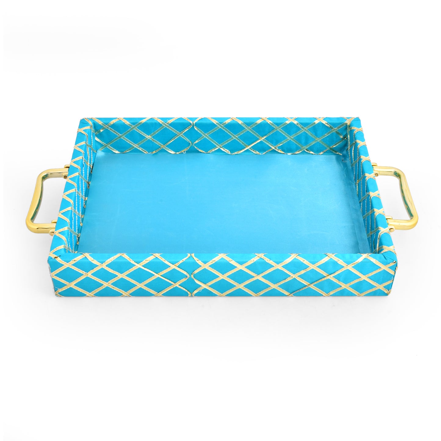 Traditional Rama Green Wooden Square Lace Hamper Tray | Premium Rakhi Gift Tray