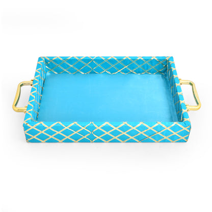 Traditional Rama Green Wooden Square Lace Hamper Tray | Premium Rakhi Gift Tray