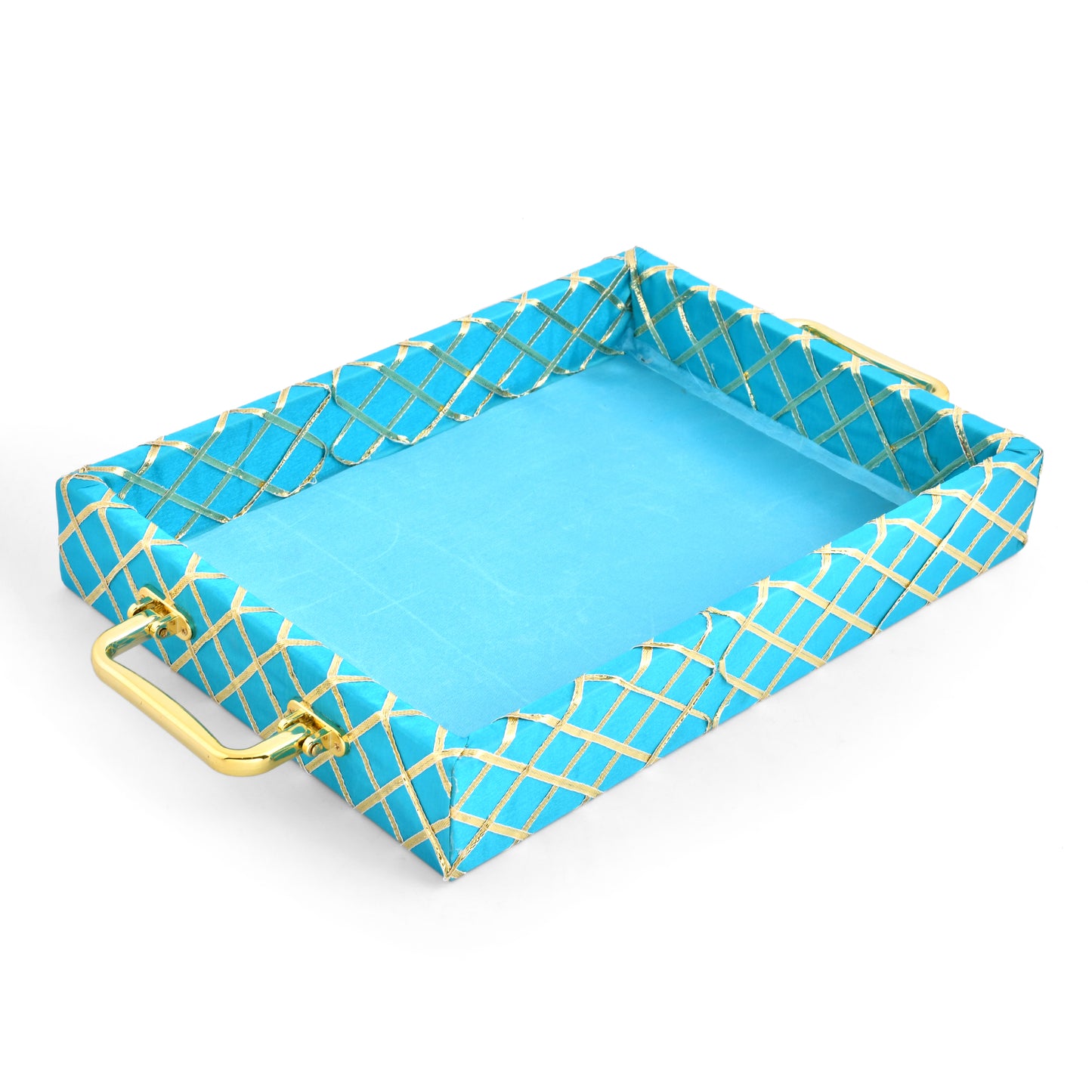 Traditional Rama Green Wooden Square Lace Hamper Tray | Premium Rakhi Gift Tray