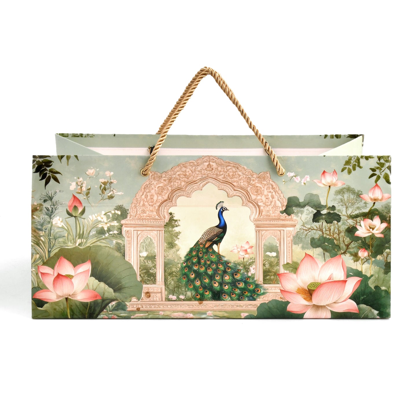 Green Garden Peacock Paper Bag | Premium Gift Shop & Festive Event Packaging
