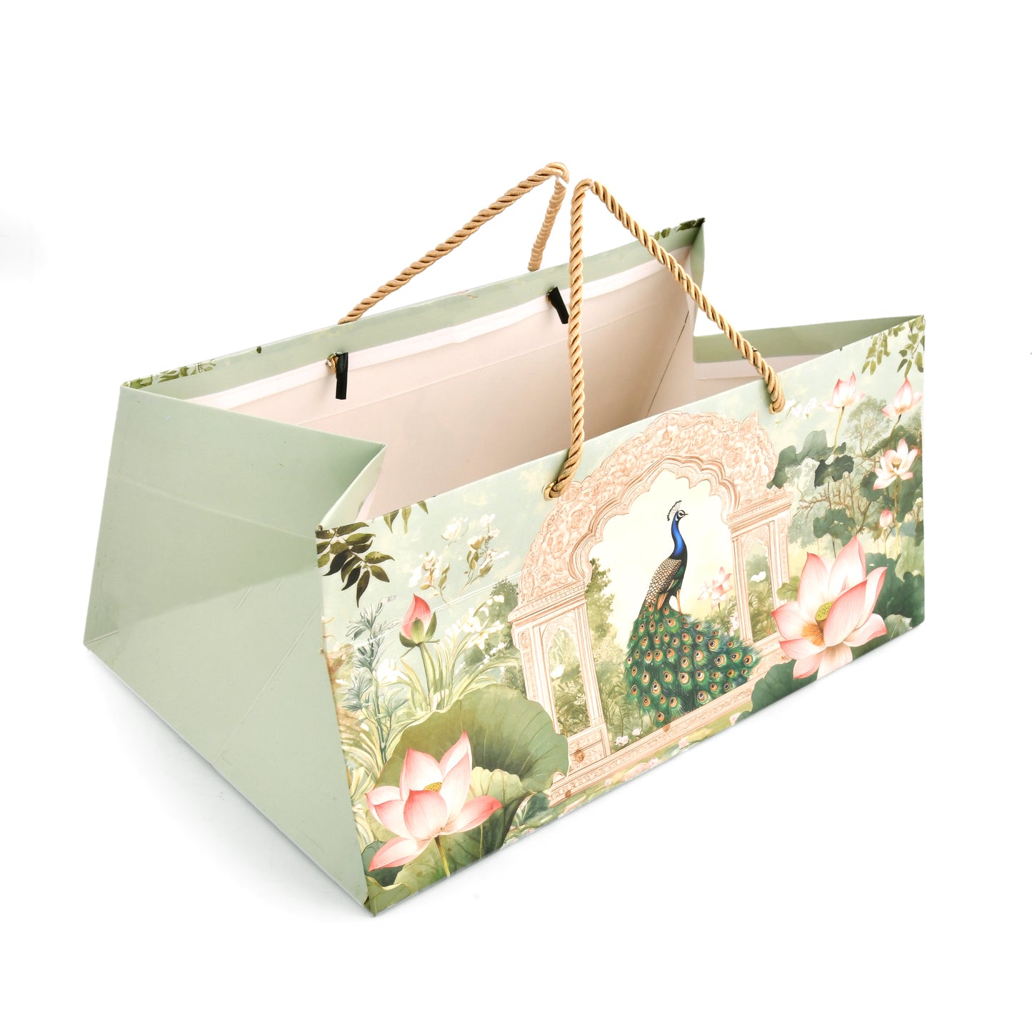 Green Garden Peacock Paper Bag | Premium Gift Shop & Festive Event Packaging