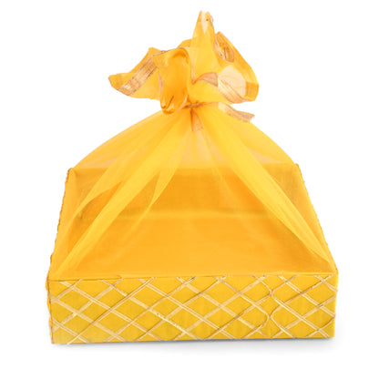 Square Lace Yellow Gift Basket  | Festive & Return Gift Packaging