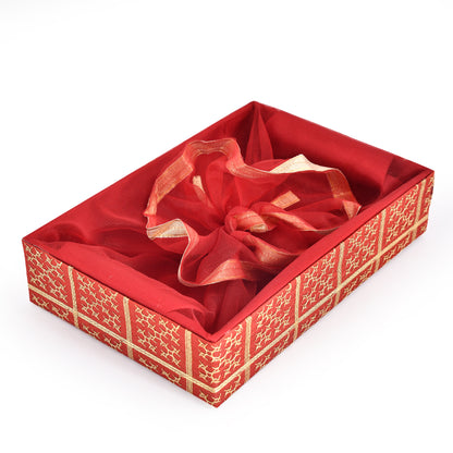 Gold Embroidery Cherry Red  Net Hamper Basket |  Shagun & Festive Gift Basket