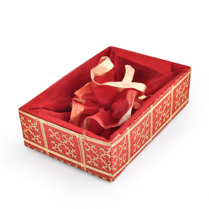 Gold Embroidery Cherry Red  Net Hamper Basket |  Shagun & Festive Gift Basket