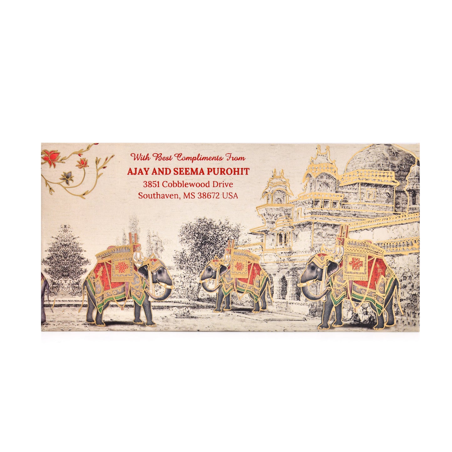 Personalised Beige Elephant Matte Envelope 18.42x8.89 cm