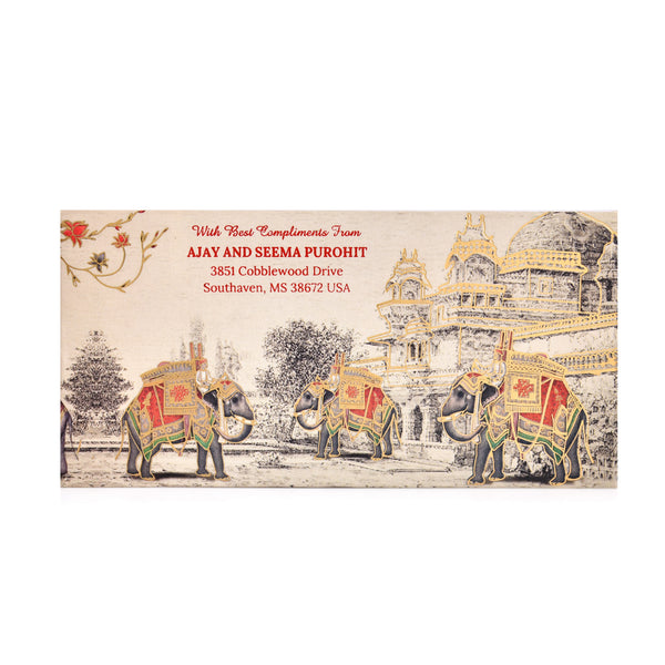 Personalised Beige Elephant Matte Envelope 18.42x8.89 cm