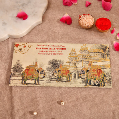 Personalised Beige Elephant Matte Envelope 18.42x8.89 cm