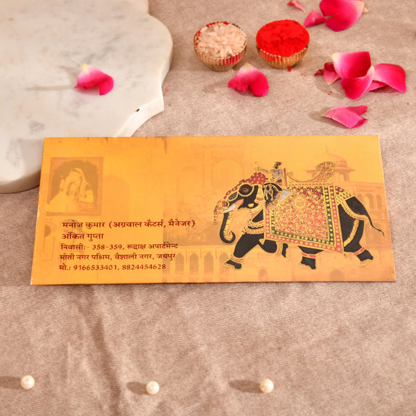 Personalised Yellow Elephant Foil Print Envelope 18.42x8.89 cm