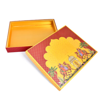 Rajasthani Theme Foil Print Saree & Clothes Hamper Box | Wedding Trousseau & Festive Gift Packaging