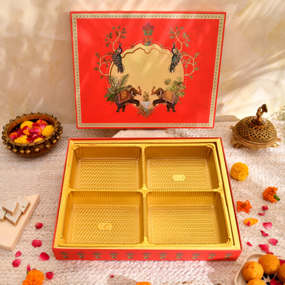 Royal Pink Foil Print Premium Bhaji Box For Wedding