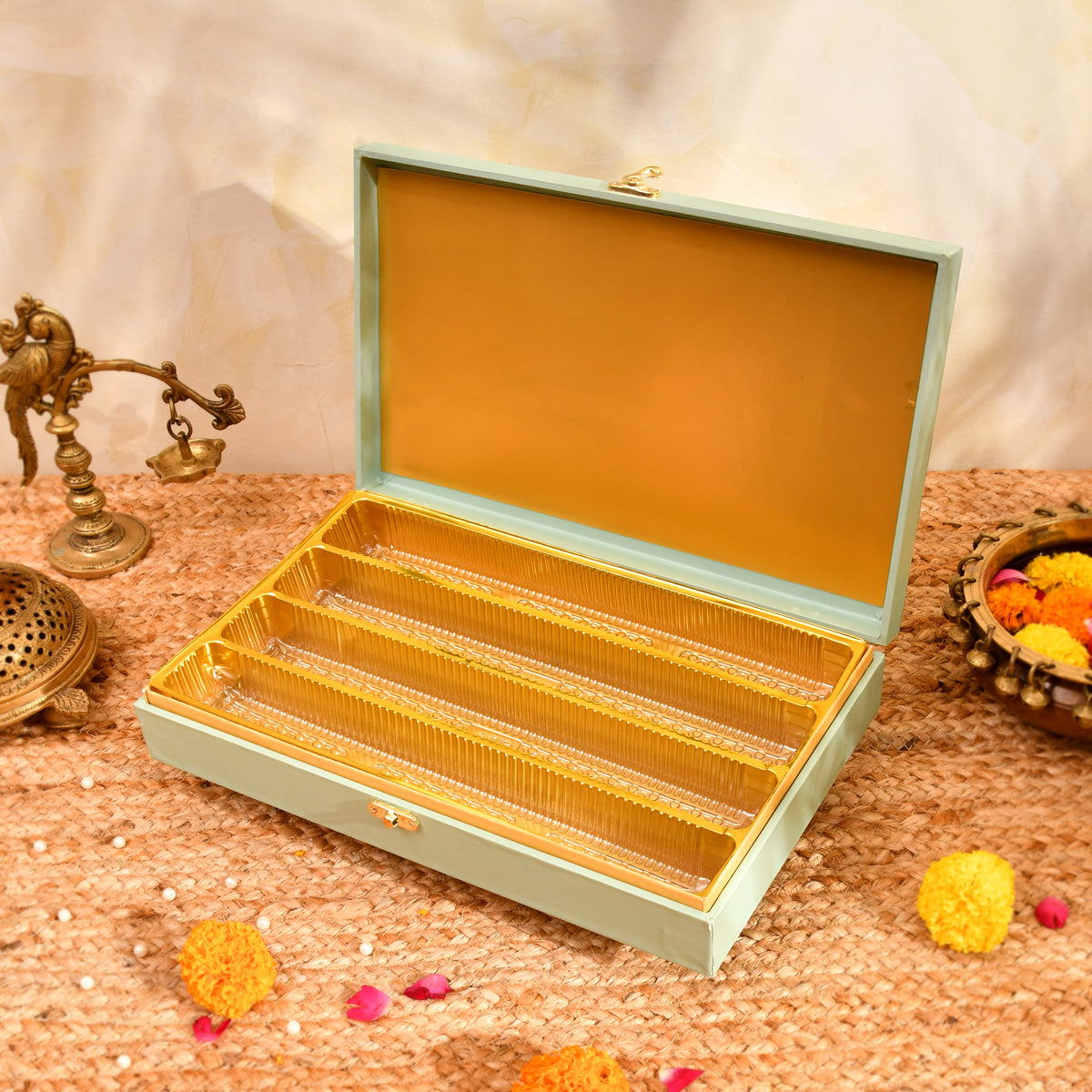 Lotus with Peacock Premium Wooden Sweet Box |1 KG Festive Gifting Box