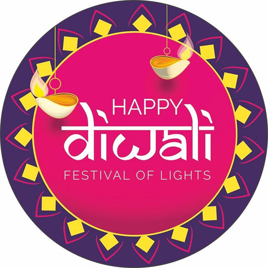 Happy Diwali Sticker – Festival of Lights Decorative Rangoli Design | Grownex Packaging | Tags & Stickers