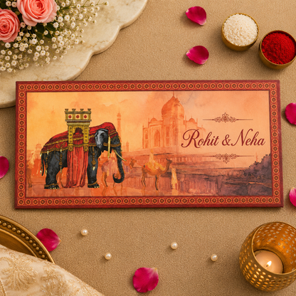 Personalised Red Elephant Foil Matte Envelope 18.42x8.89 cm