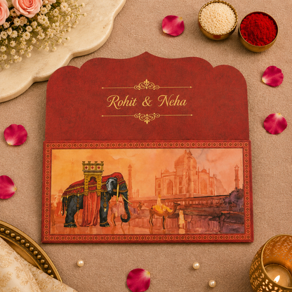 Personalised Red Elephant Foil Matte Envelope 18.42x8.89 cm