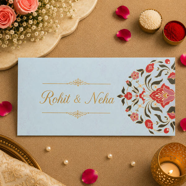 Personalised Plain Blue Designer Foil Envelope 18.42x8.89 cm
