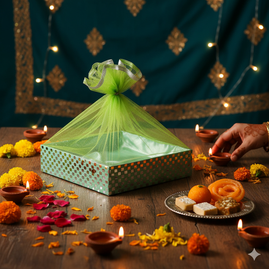 Lime Green Gift Hamper Basket | Grownex Packaging | Basket & Tray