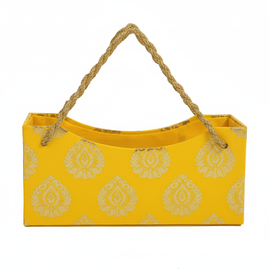 Yellow Hamper Basket with Handle | Premium Festive Gift Basket