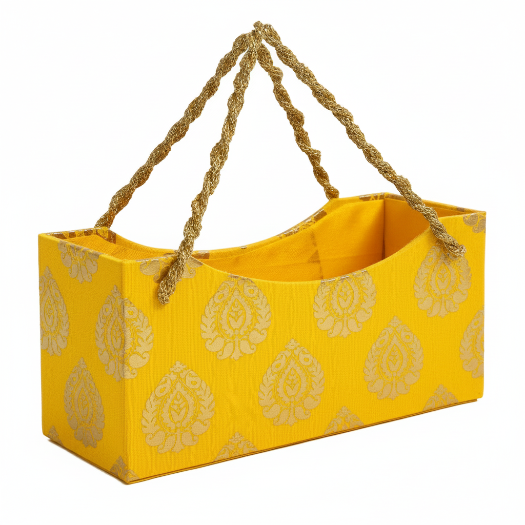 Yellow Hamper Basket with Handle | Premium Festive Gift Basket