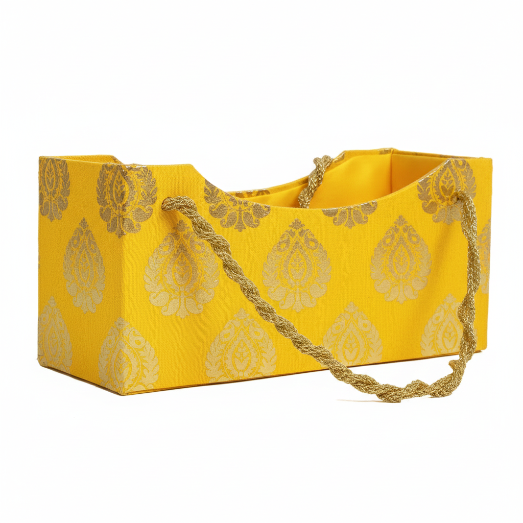 Yellow Hamper Basket with Handle | Premium Festive Gift Basket