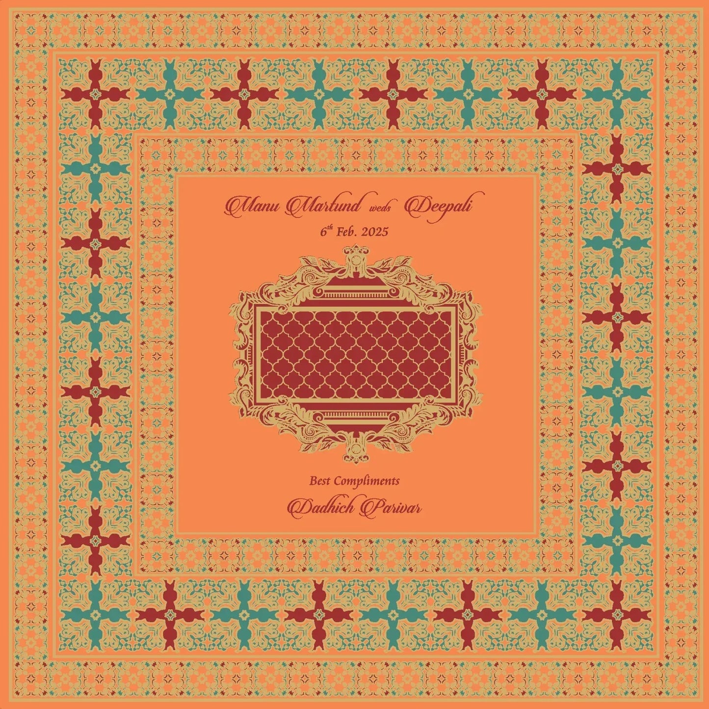 Golden Foil Orange Custom 5 Partitions Lawana Box Lid Pattern | Grownex Packaging | Sweet Box