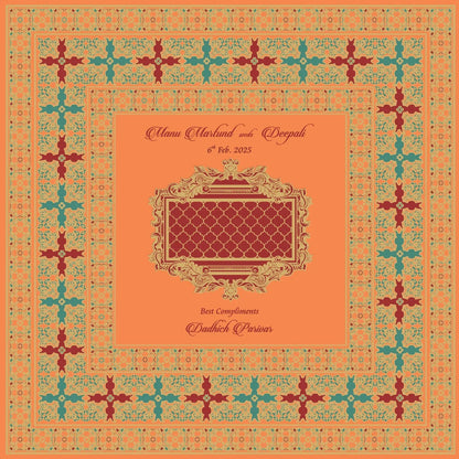 Golden Foil Orange Custom 5 Partitions Lawana Box Lid Pattern | Grownex Packaging | Sweet Box