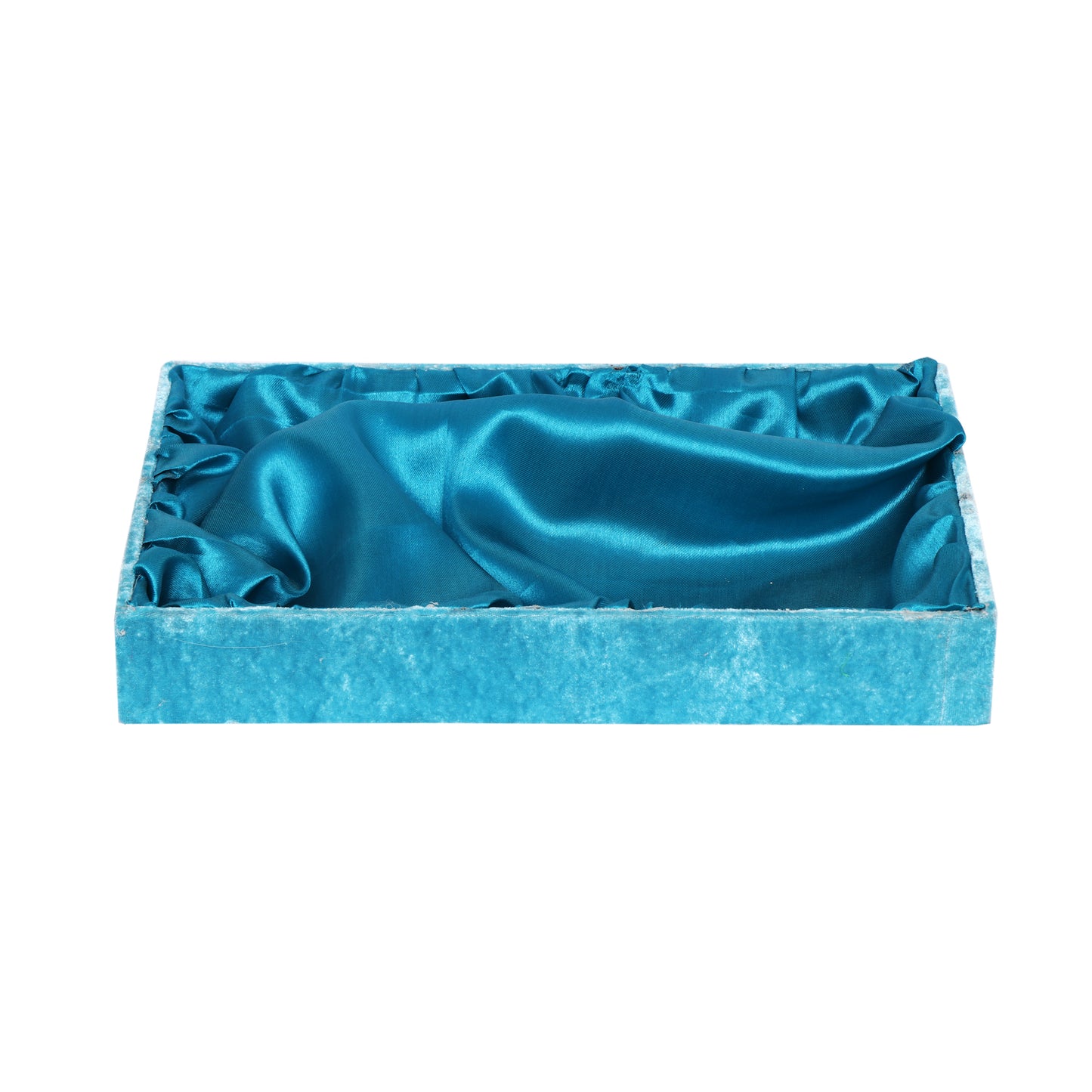 Sky Blue Velvet Wooden Hamper Tray (14×10×2 Inches)