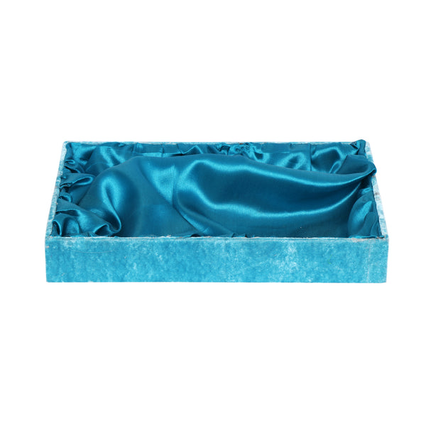 Sky Blue Velvet Wooden Hamper Tray (14×10×2 Inches)