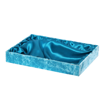 Sky Blue Velvet Wooden Hamper Tray (14×10×2 Inches)