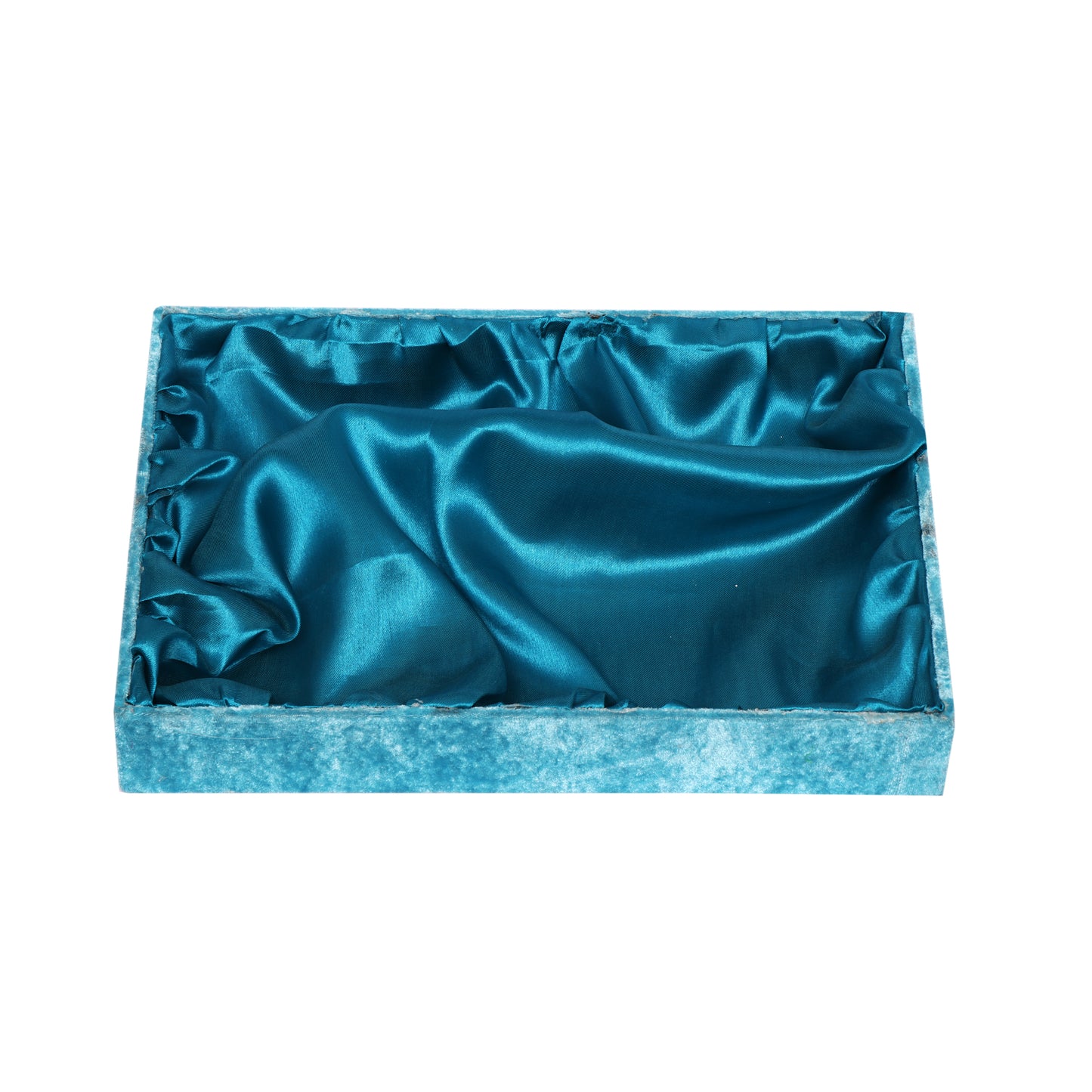 Sky Blue Velvet Wooden Hamper Tray (14×10×2 Inches)