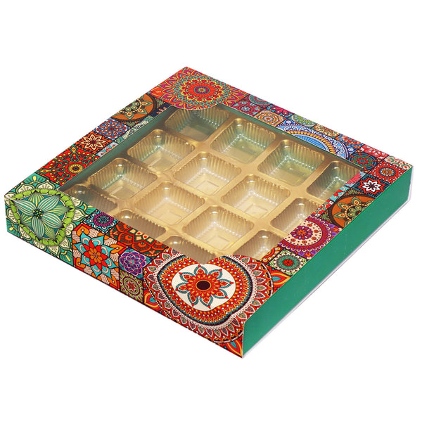Floral Green 16 Cavity Folding Chocolate Box