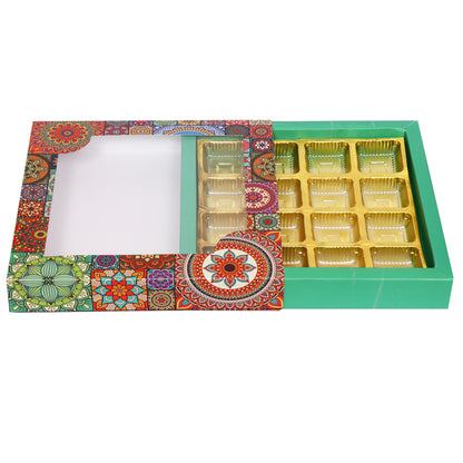 Floral Green 16 Cavity Folding Chocolate Box