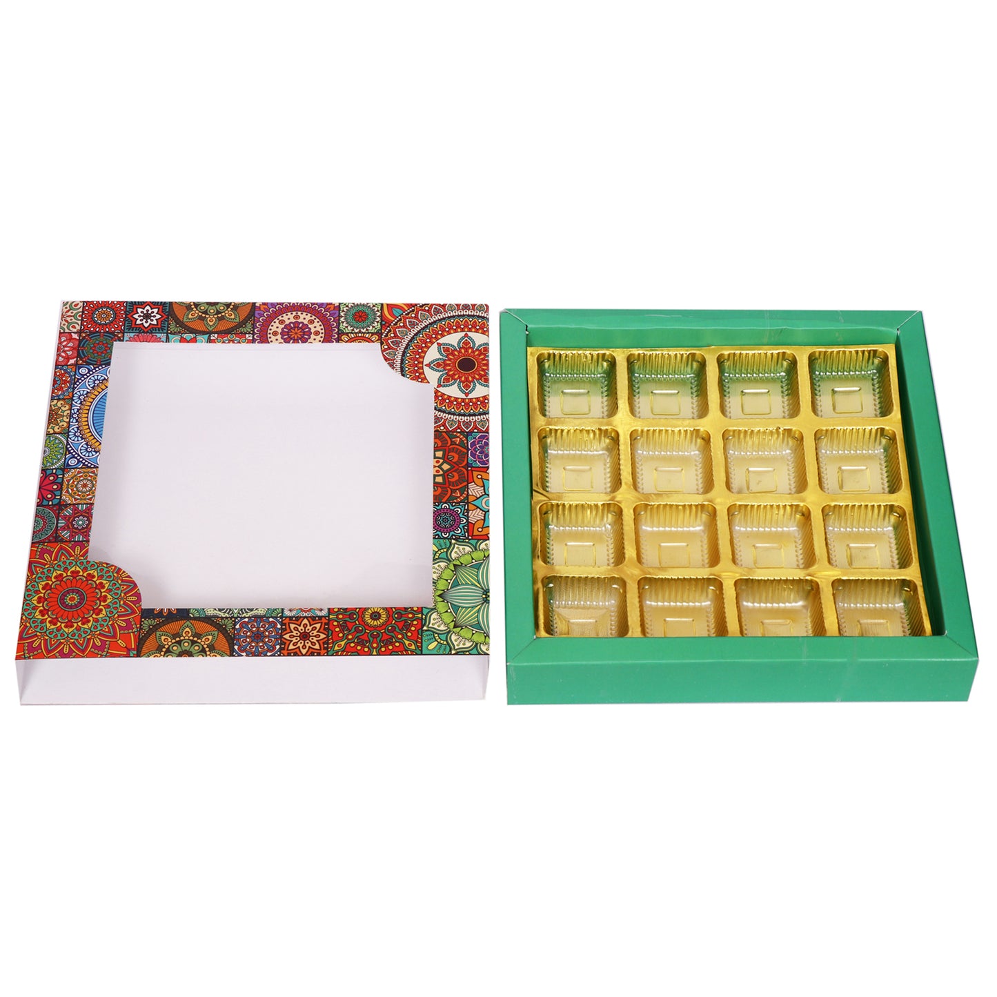Floral Green 16 Cavity Folding Chocolate Box