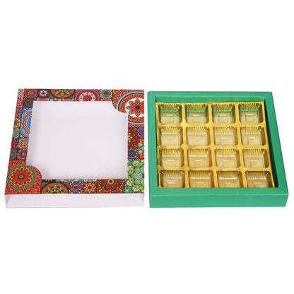 Floral Green 16 Cavity Folding Chocolate Box