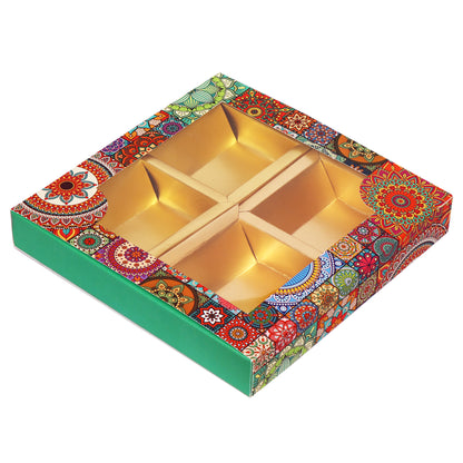 Square 4 Dryfruit Folding Box - Green