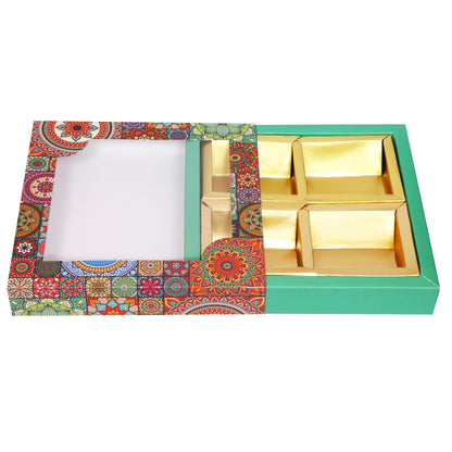 Square 4 Dryfruit Folding Box - Green