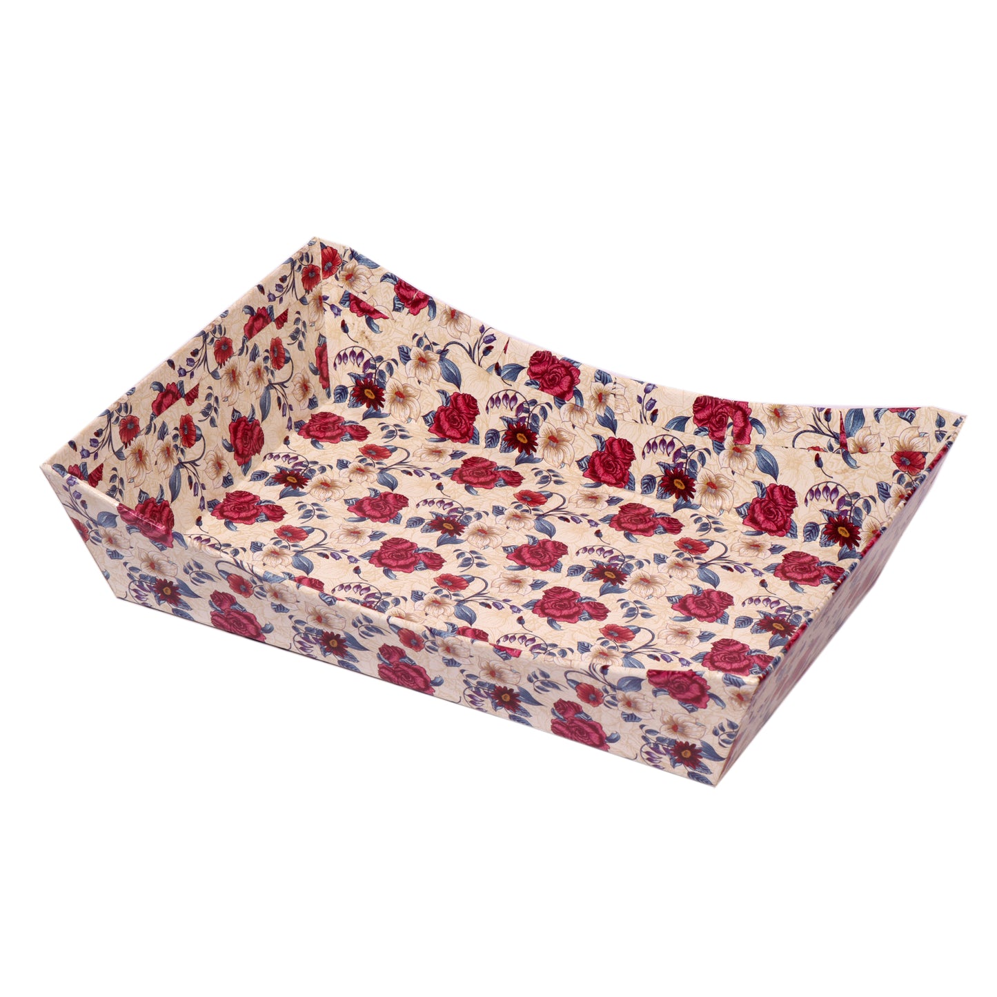 Boat Shape Floral Print Basket - Small 9x6x2.5 Inches