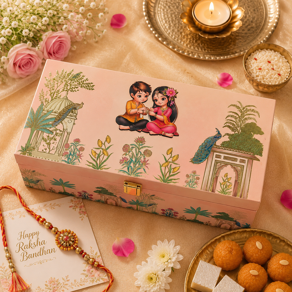 Raksha Bandhan Special Wooden Gift Box | Premium Hamper Packaging Box