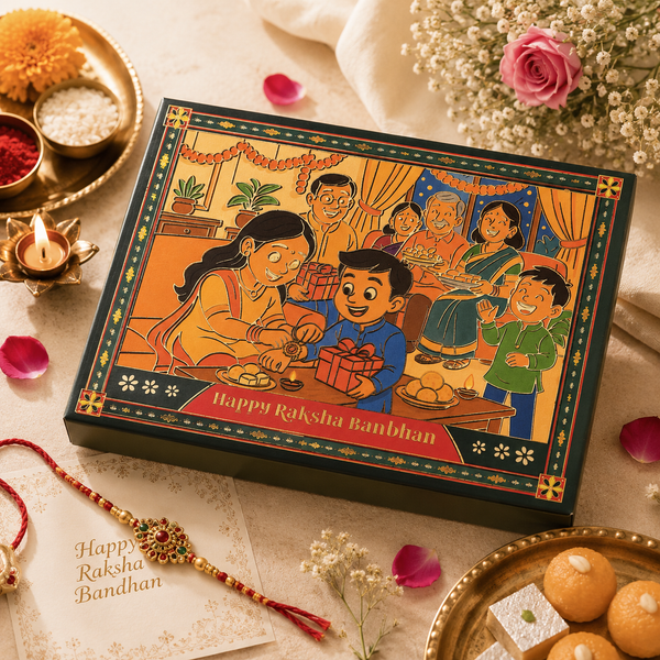 Rakhi Festive Gift Packaging Box - Dark Green (Size - 9.5x7x3 Inches)