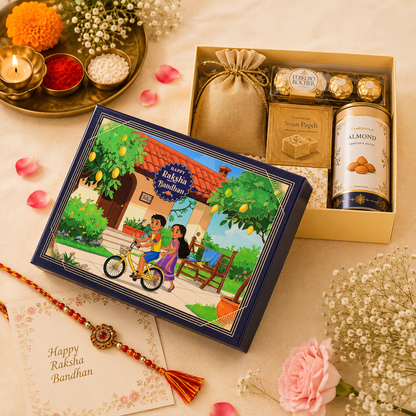 Dark Blue Rakhi Hamper Box 9.5x7x3 Inch | Premium Empty Gift Packaging Box