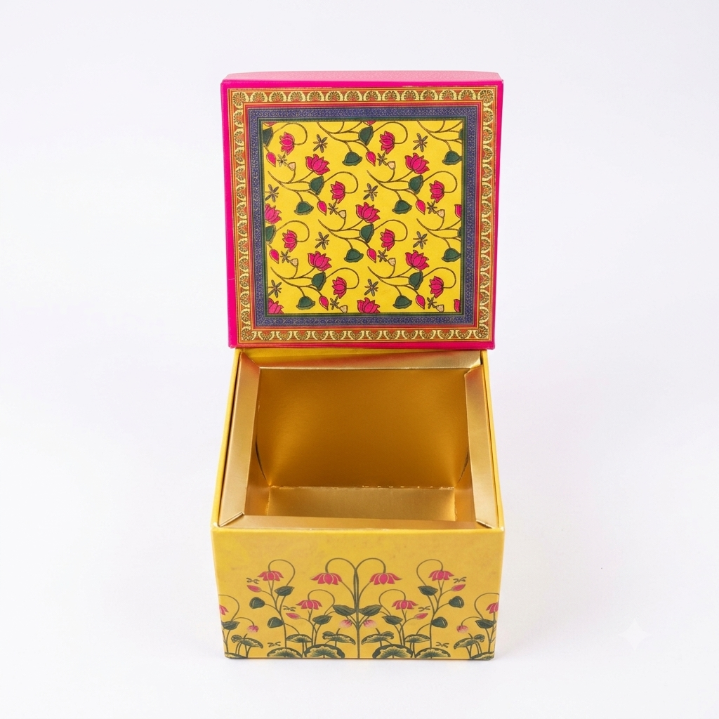 Peacock Floral Yellow Laddoo 1 Piece Open Box