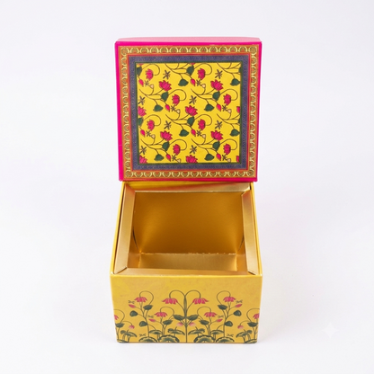Peacock Floral Yellow Laddoo 1 Piece Open Box