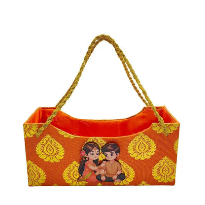 Wooden Handle Rakhi Gift Basket | Raksha Bandhan Hamper Basket