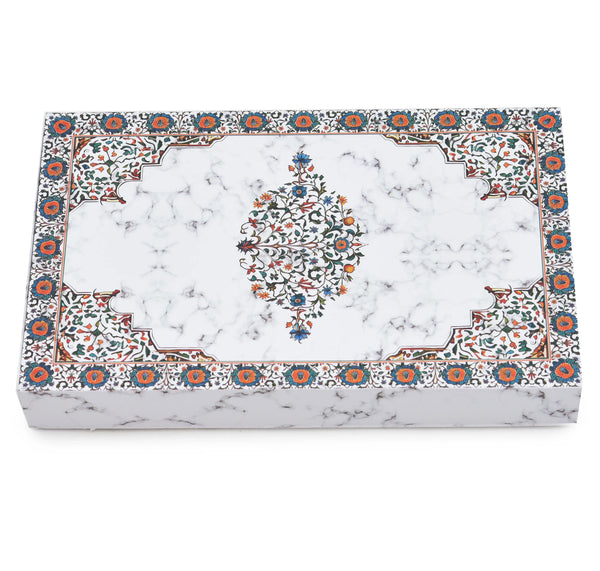 15 Cavity Folding Chocolate Box - White Marble Vertical | Grownex Packaging | Chocolate Box