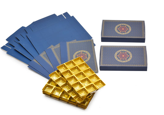 15 Cavity Folding Chocolate Box - Blue Foil | Grownex Packaging | Chocolate Box