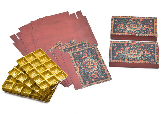 15 Cavity Folding Chocolate Box - Red Flower | Grownex Packaging | Chocolate Box